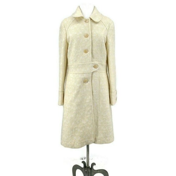 Trelise Cooper Shelter Skelter Strategy Coat Womens 6 Ivory Cream Wool Blend - Picture 2 of 11